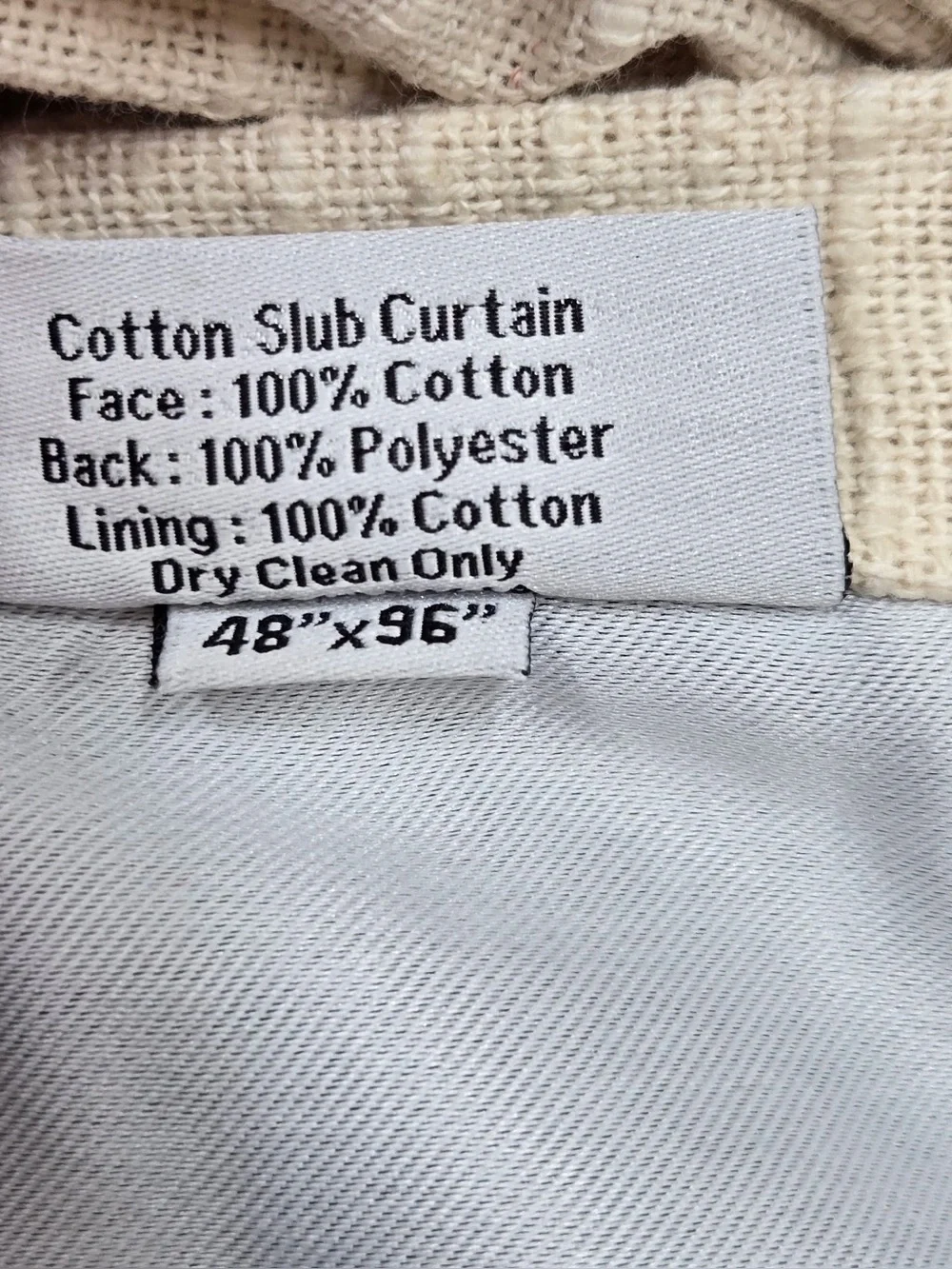 NWT QUINCE Set Of 2 48x96 Cotton Slub Room Darkening Curtains Natural 0730